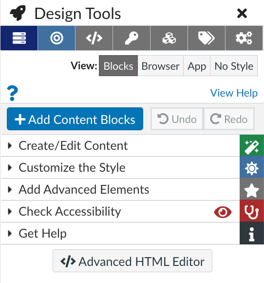 First-view menu in Design Tools